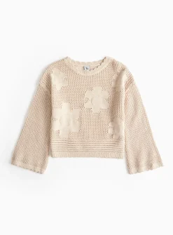 Cream Flower Crochet Look Jumper 5 years