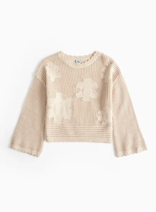 Cream Flower Crochet Look Jumper 5 years