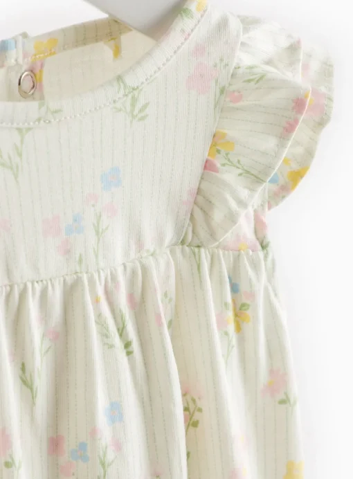 Cream Flower Print Frill Romper 6-9 months