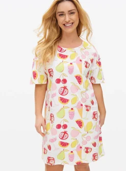 Cream Fruit Print Nightdress S