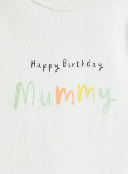 Cream Happy Birthday Mummy Slogan Bodysuit   3-6 months