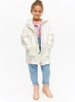 Cream Iridescent Fleece Lined Mac Coat 11-12 years