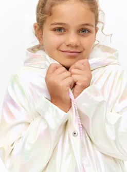 Cream Iridescent Fleece Lined Mac Coat 11-12 years