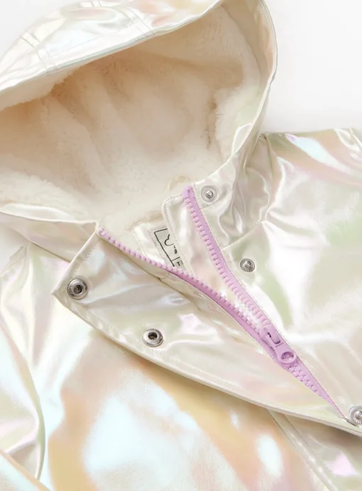 Cream Iridescent Fleece Lined Mac Coat 11-12 years