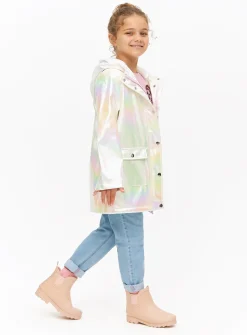 Cream Iridescent Fleece Lined Mac Coat 11-12 years