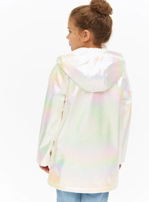 Cream Iridescent Fleece Lined Mac Coat 11-12 years