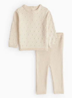 Cream Knitted Jumper & Leggings Set Up to 3 mths