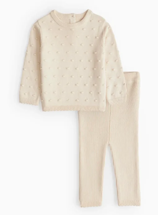 Cream Knitted Jumper & Leggings Set Up to 3 mths