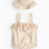 Cream Leopard Print Swimsuit & Bucket Hat 3-6 months