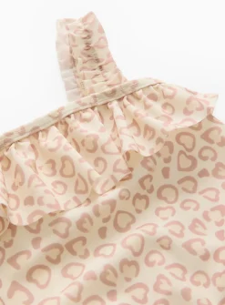 Cream Leopard Print Swimsuit & Bucket Hat 3-6 months