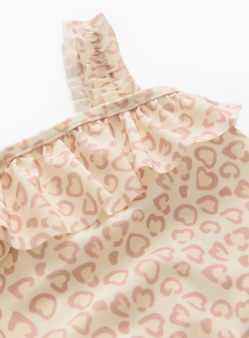 Cream Leopard Print Swimsuit & Bucket Hat 3-6 months
