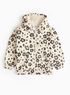 Cream Leopard Print Zip-Through Hoodie 5 years