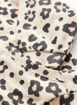 Cream Leopard Print Zip-Through Hoodie 5 years