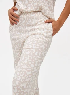 Cream Leopard Printed Co-ord Pyjama Bottoms S