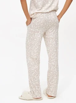 Cream Leopard Printed Co-ord Pyjama Bottoms S