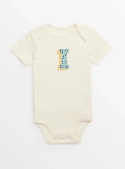 Cream Letter 'I' Cotton Bodysuit Up to 1 mth