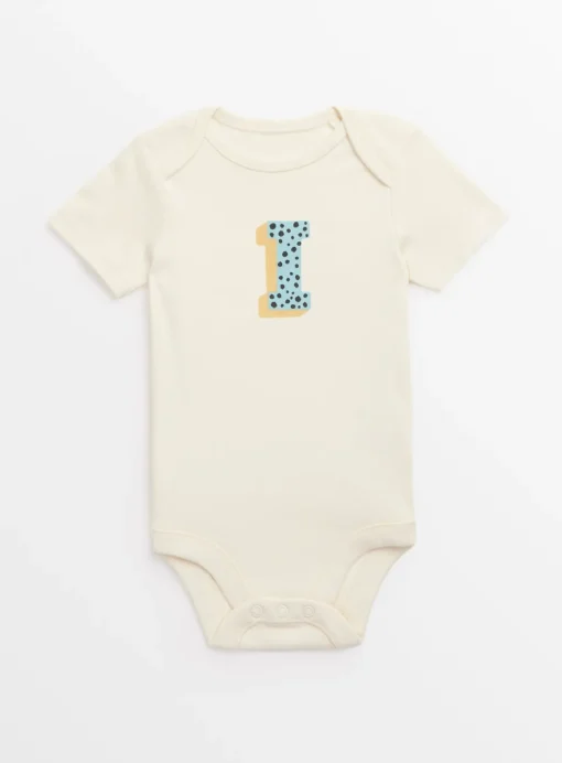 Cream Letter 'I' Cotton Bodysuit Up to 1 mth