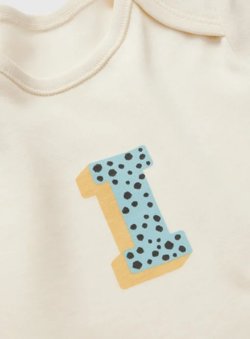 Cream Letter 'I' Cotton Bodysuit Up to 1 mth