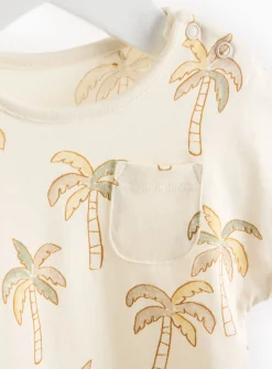 Cream Palm Tree Print Romper 12-18 months