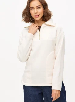 Cream Quarter-Zip Fleece Jumper M