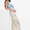 Cream Scarf Printed Midaxi Slip Skirt 22