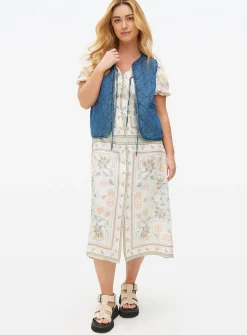 Cream Scarf Printed Midaxi Tea Dress 20R