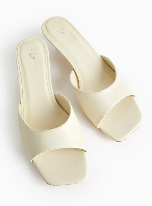 Cream Slip-On Mule Sandals 7