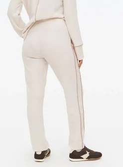 Cream Soft Touch Piping Coord Straight Leg Joggers S