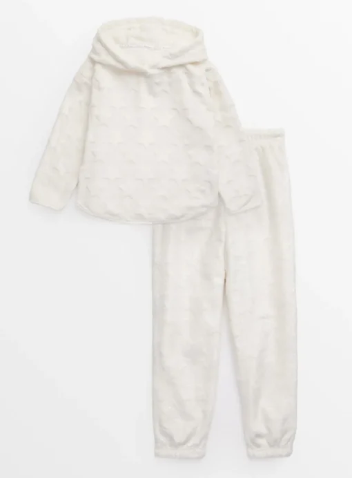 Cream Star Embossed Hooded Pyjama Set 4-5 years
