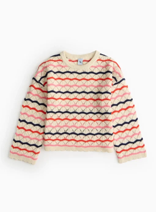 Cream Stripe Crochet Jumper 6 years