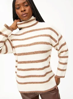 Cream Stripe Roll Neck Jumper 10