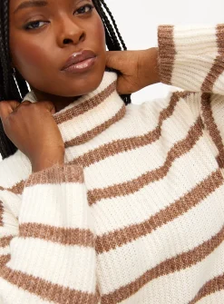 Cream Stripe Roll Neck Jumper 10