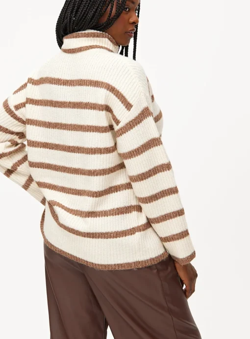 Cream Stripe Roll Neck Jumper 10