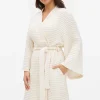 Cream Waffle Cotton Dressing Gown L
