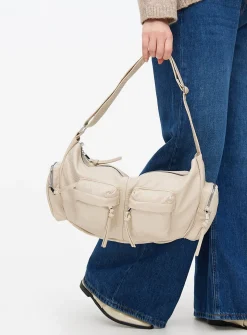 Cream Washed Cargo Shoulder Bag One Size
