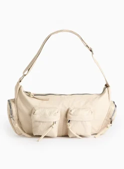 Cream Washed Cargo Shoulder Bag One Size