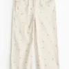 Cream Wide Leg Jeans With Floral Print 9 years