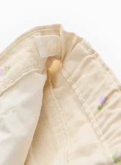Cream Wide Leg Jeans With Floral Print 9 years