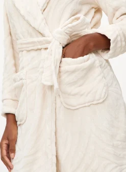 Cream Zebra Clipped Fleece Dressing Gown L