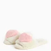 3D Heart Open Toe Faux Fur Slippers L