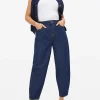 Dark Denim Rinse Barrel Leg Jeans 8S