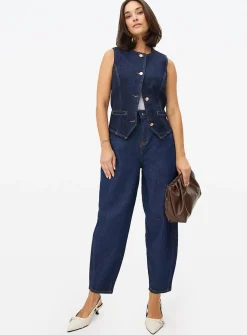 Dark Denim Rinse Barrel Leg Jeans 8S