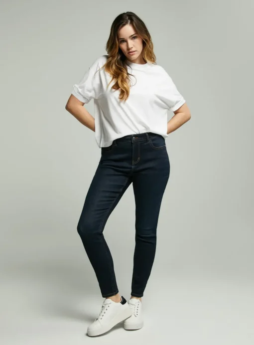 Dark Denim Skinny Jeans With Stretch 8S