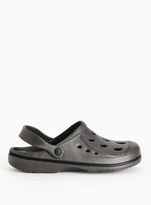 Dark Grey Ankle Strap Eva Clogs 9