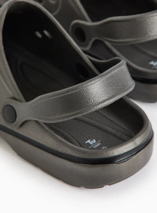Dark Grey Ankle Strap Eva Clogs 9