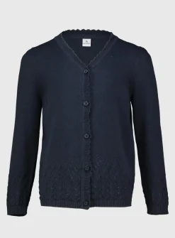 Dark Navy Pointelle Knit Cardigan 6 years
