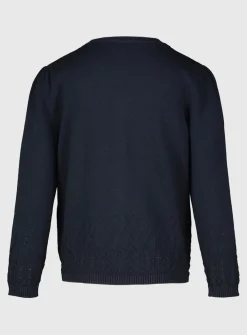 Dark Navy Pointelle Knit Cardigan 6 years