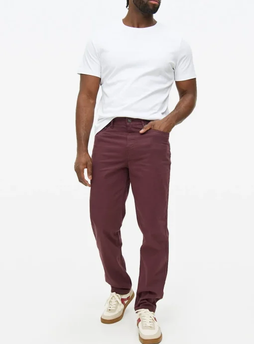 Dark Red Straight Leg Trousers 34R