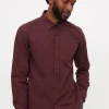 Dark Red Twill Long Sleeve Shirt L