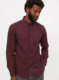 Dark Red Twill Long Sleeve Shirt L